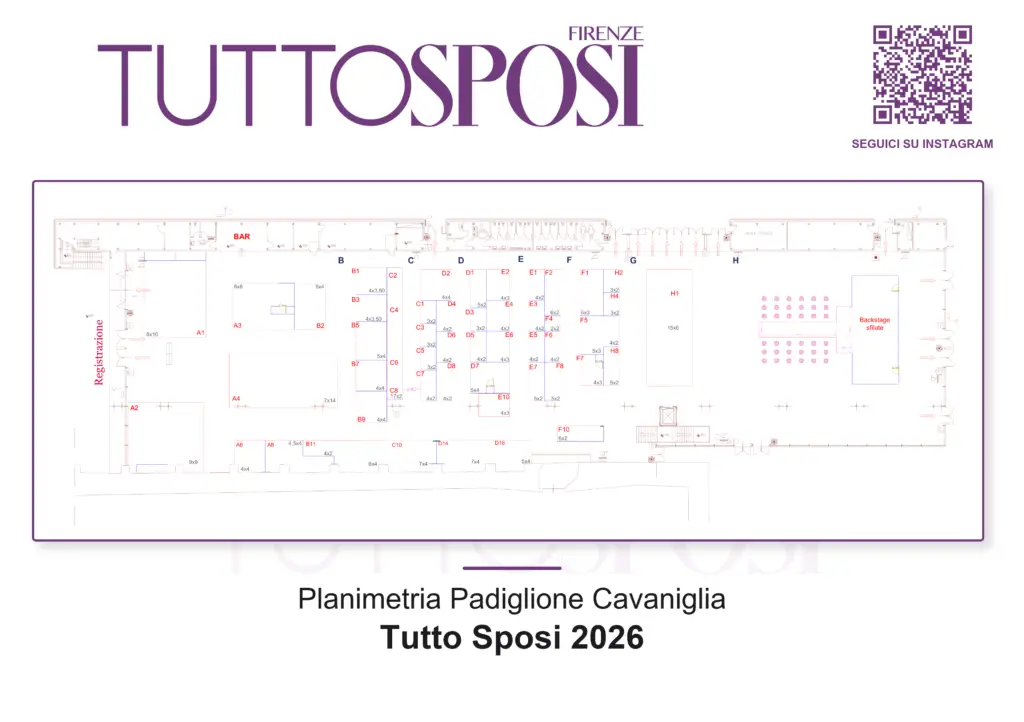 Planimetria definitiva Padiglione Cavaniglia Tutto Sposi 2026 - stand aggiornati al 5 ottobre